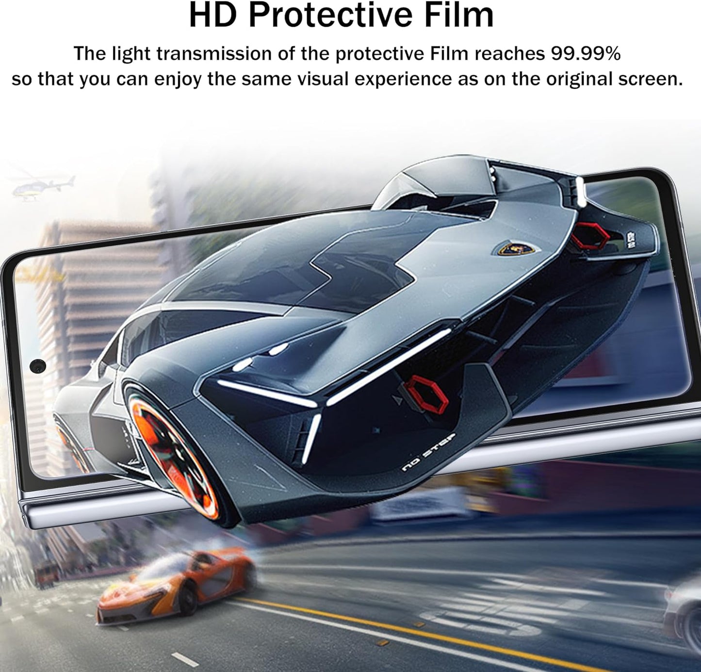 JZG [2+2er-Pack für Samsung Galaxy Z Fold 5 Displayschutzfolie, 2 Stück gehärtetes Glas vorne + 2 Stück Kameraobjektivschutz, hohe Klarheit, bruchfest, blasenfrei