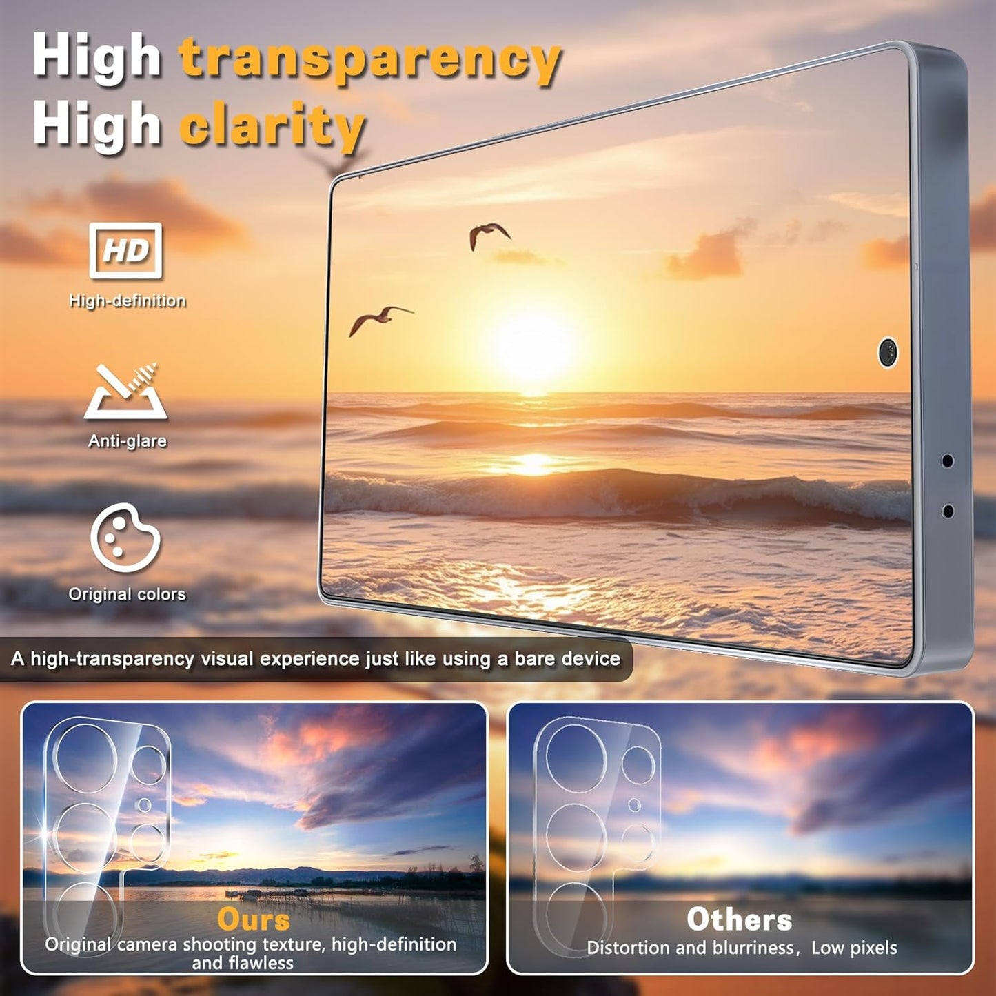 JZG 2+2 Packs for Samsung Galaxy S25 Ultra Screen Protector with Camera Lens Protector, 9H Tempered Glass, Auto Dust Removal, Fast Alignment Tool, Bubble Free, Case Friendly