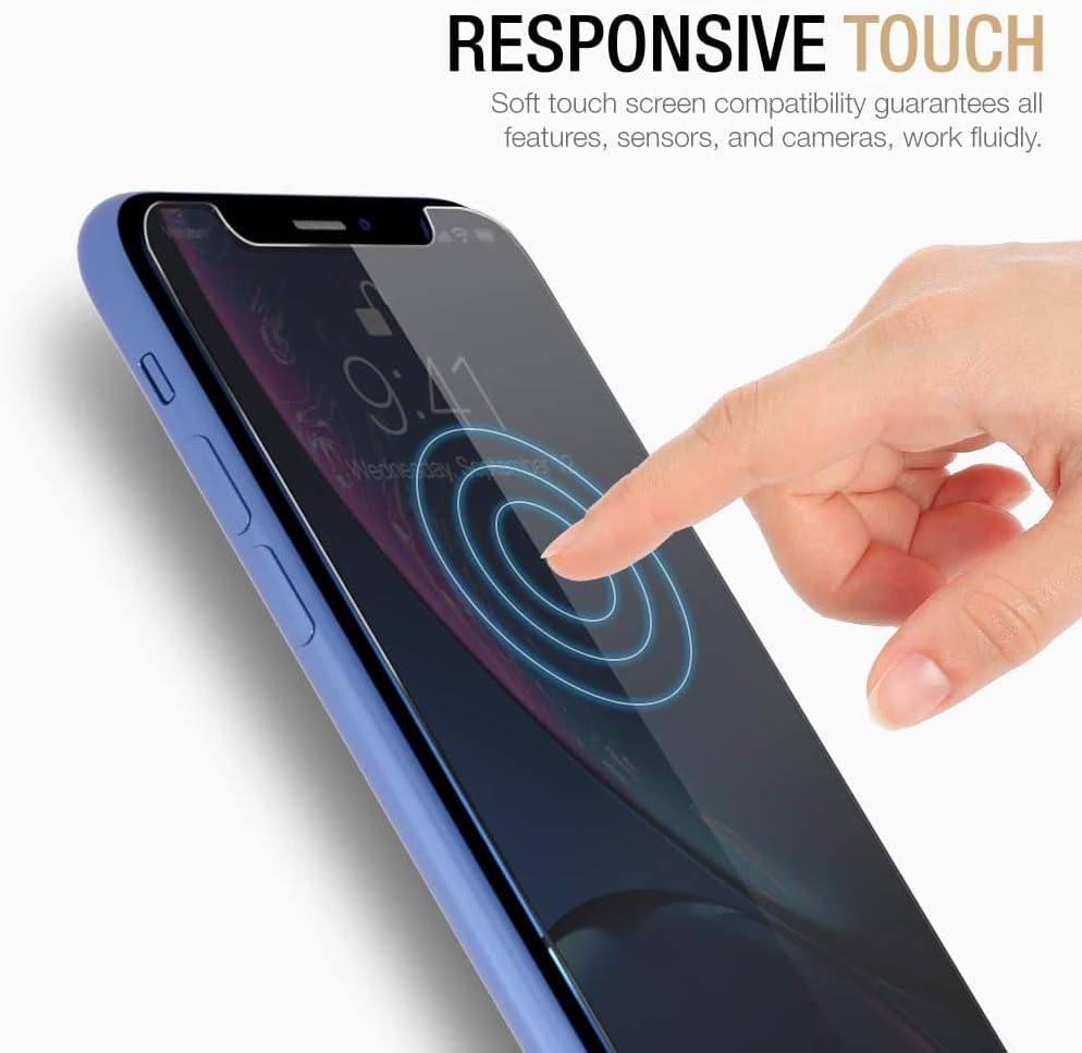 JZG Screen Protector Compatible with Apple iPhone XR and iPhone 11 (6.1" Display) (w/Installation Frame) [Anti-Scratch/Spy] Tempered Glass Screen Protector (3Pack) [Fit with Most Cases]