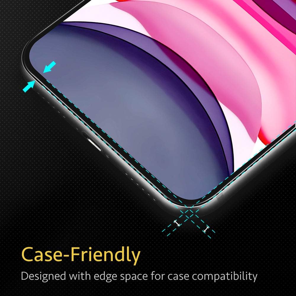 JZG Screen Protector Compatible for iPhone 11, iPhone XR [2 Pack] [Easy Installation Frame] [Case Friendly], Premium Tempered Glass Screen Protector for iPhone 6.1 Inch (2019)