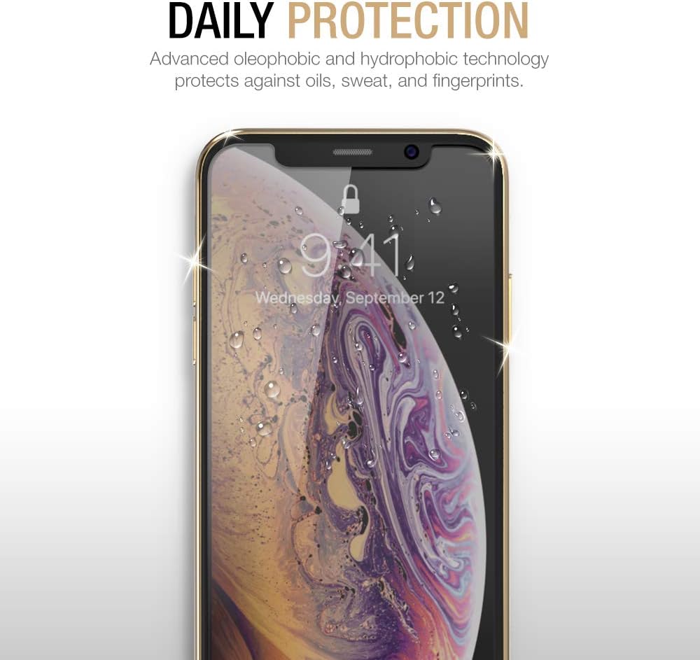 JZG Screen Protector Compatible with iPhone Xs/iPhone X/iPhone 11 Pro (5.8" Display) (w/Installation Frame) [Anti-Scratch/Spy] Tempered Glass Screen Protector (3Pack) [Case Friendly]