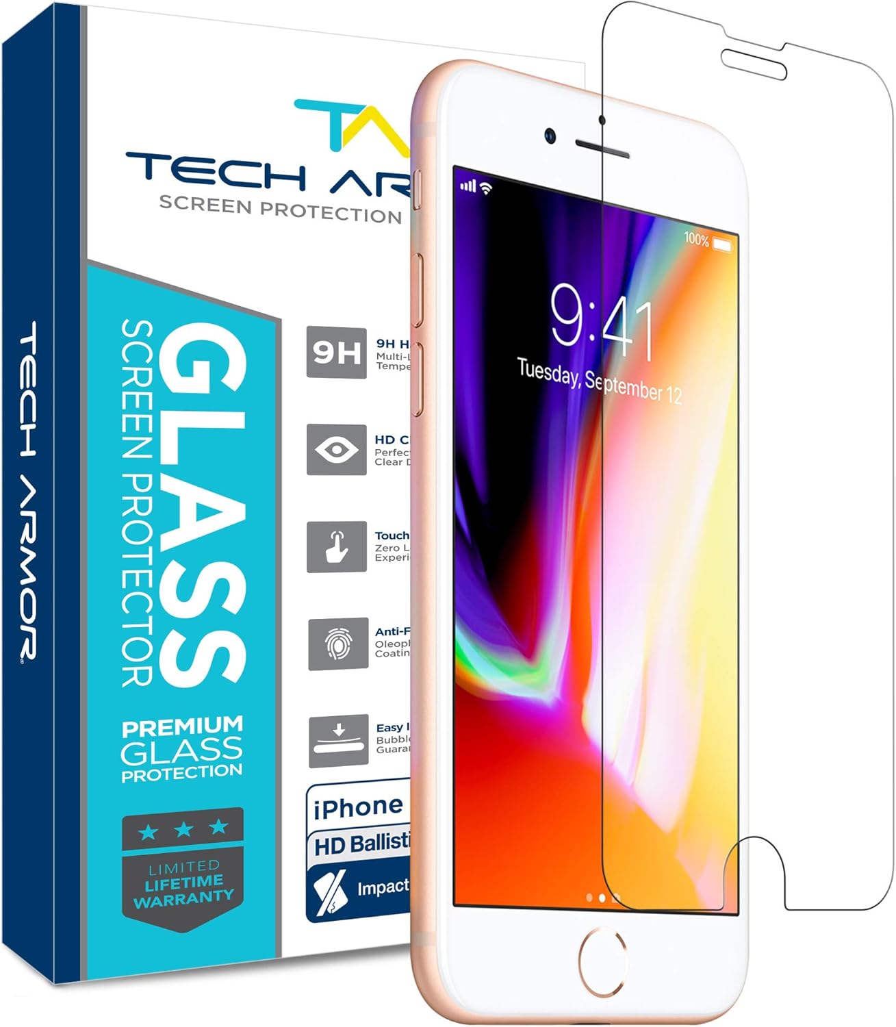 JZG Ballistic Glass Screen Protector Designed for Apple iPhone 6 Plus, iPhone 7 Plus, and iPhone 8 Plus Tempered Glass 1 Pack