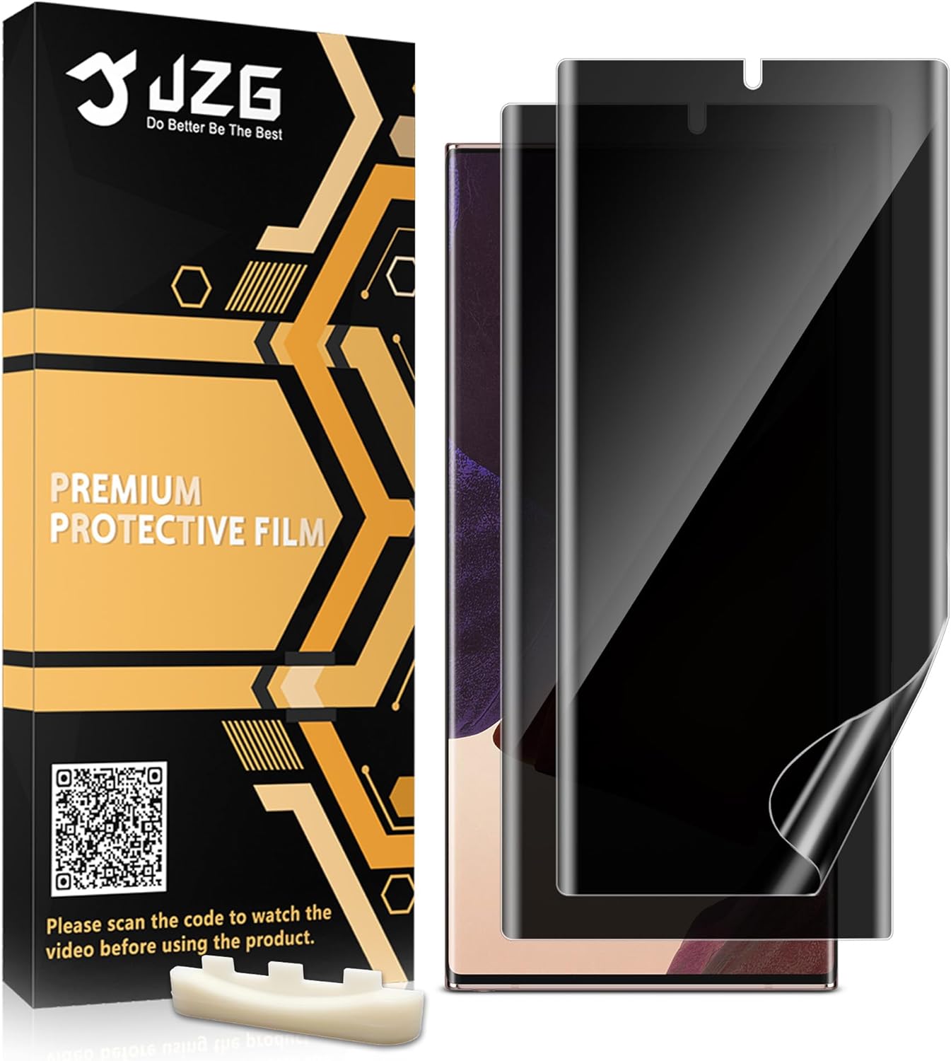 JZG 2 Pack Privacy Screen Protector for Samsung Galaxy Note 20 Ultra, Anti Spy Note 20 Ultra Soft Film With Fingerprint Compatibility, Bubble Free