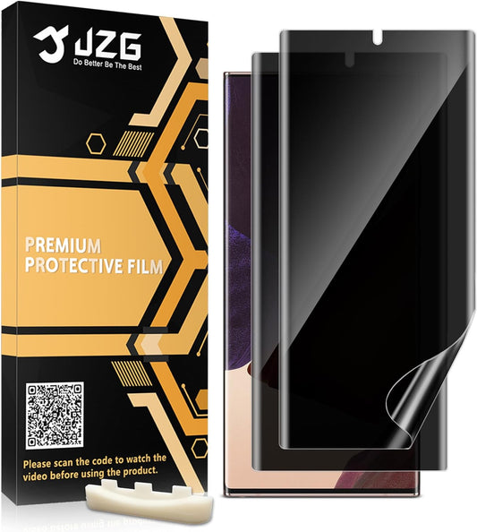 JZG 2 Pack Privacy Screen Protector for Samsung Galaxy Note 20 Ultra, Anti Spy Note 20 Ultra Soft Film With Fingerprint Compatibility, Bubble Free