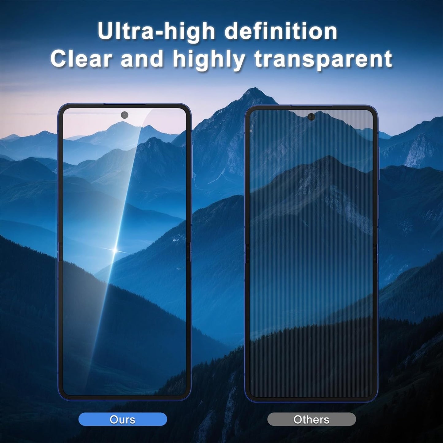 JZG 4 Pack for Samsung Galaxy Z Flip 7 Screen Protector, 2 Pack Inside Anti Spy Film + 2 Pack Front Tempered Glass With Fingerprint Compatibility, Bubble Free