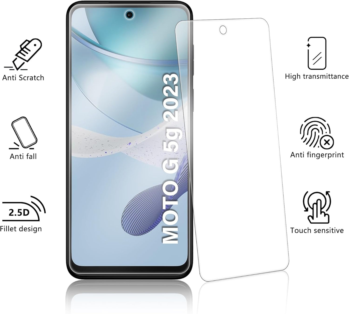 JZG For Motorola Moto G 5G 2023 Screen Protector,3 Front Tempered Glass,High Clarity,Anti-Shatter,Bubble Free,Touch Sensitive,for Moto G 5G 2023