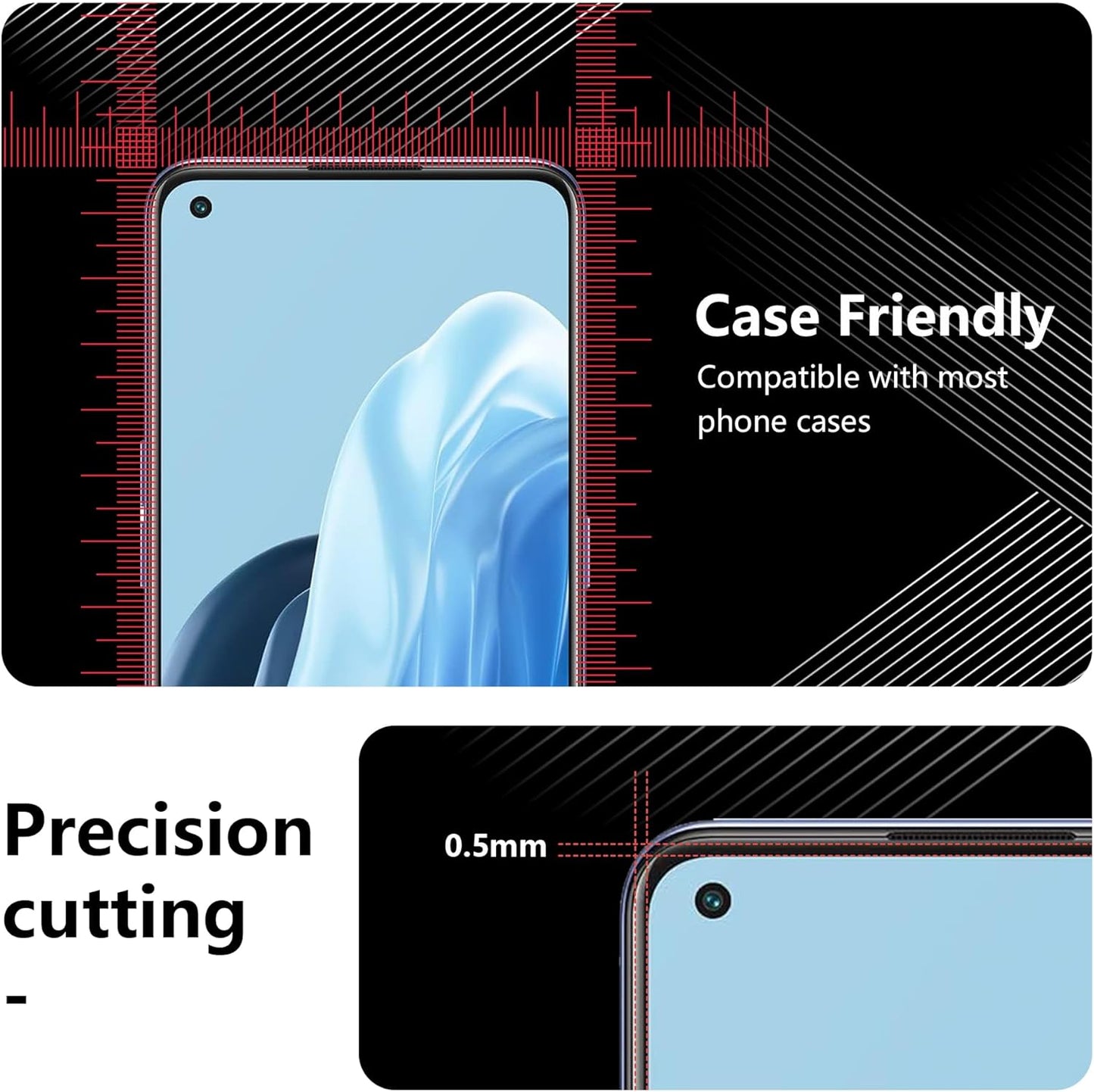 JZG 3 Pack Tempered Glass for OPPO Find X5 Lite Screen Protector, Anti-Scratch, Bubble-Free, HD Clear