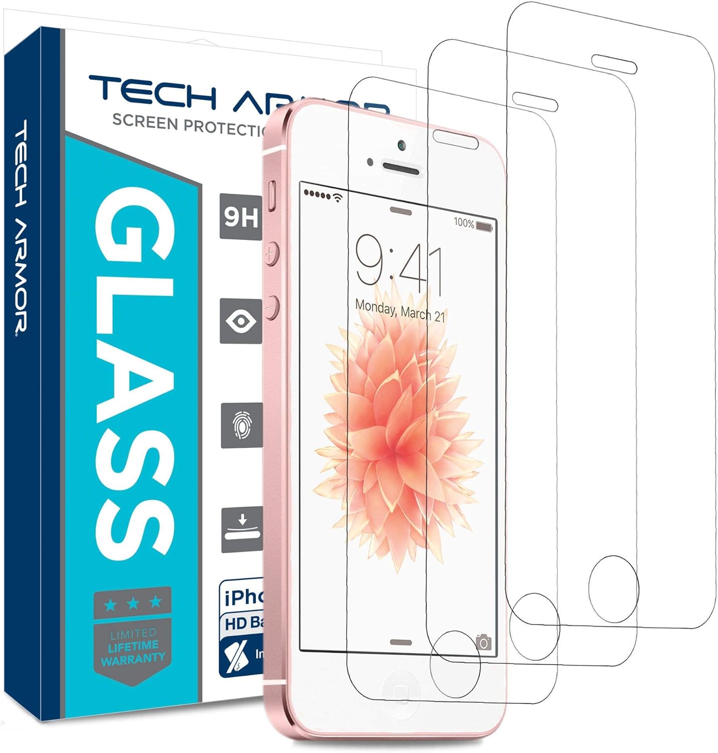 JZG - UltraClear Ballistic Glass Screen Protectors for Apple iPhone 5C / 5S / 5 / SE- Clear [1-Pack]