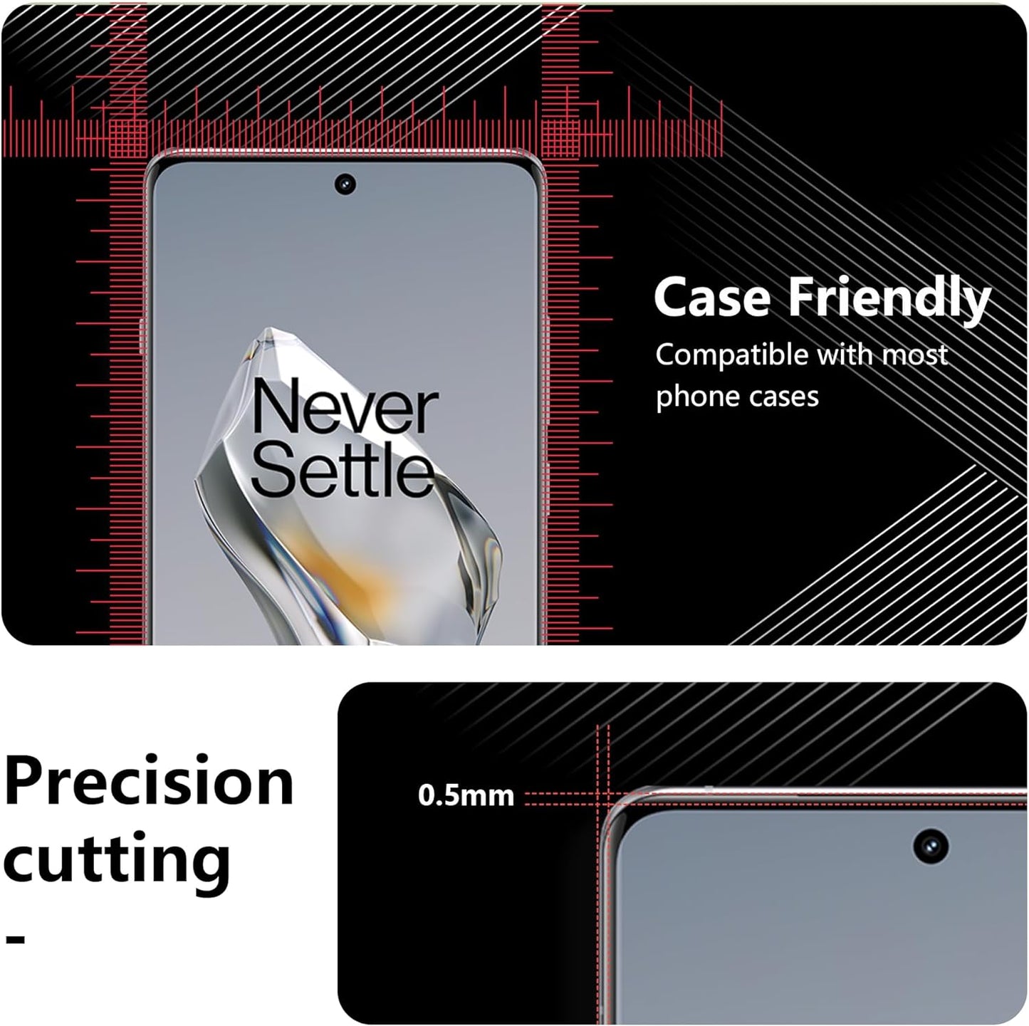 JZG [3 Pack For OnePlus 12 Screen Protector Tempered Glass,Case-Friendly,Easy Installation,Bubble Free,Scratch Resistant