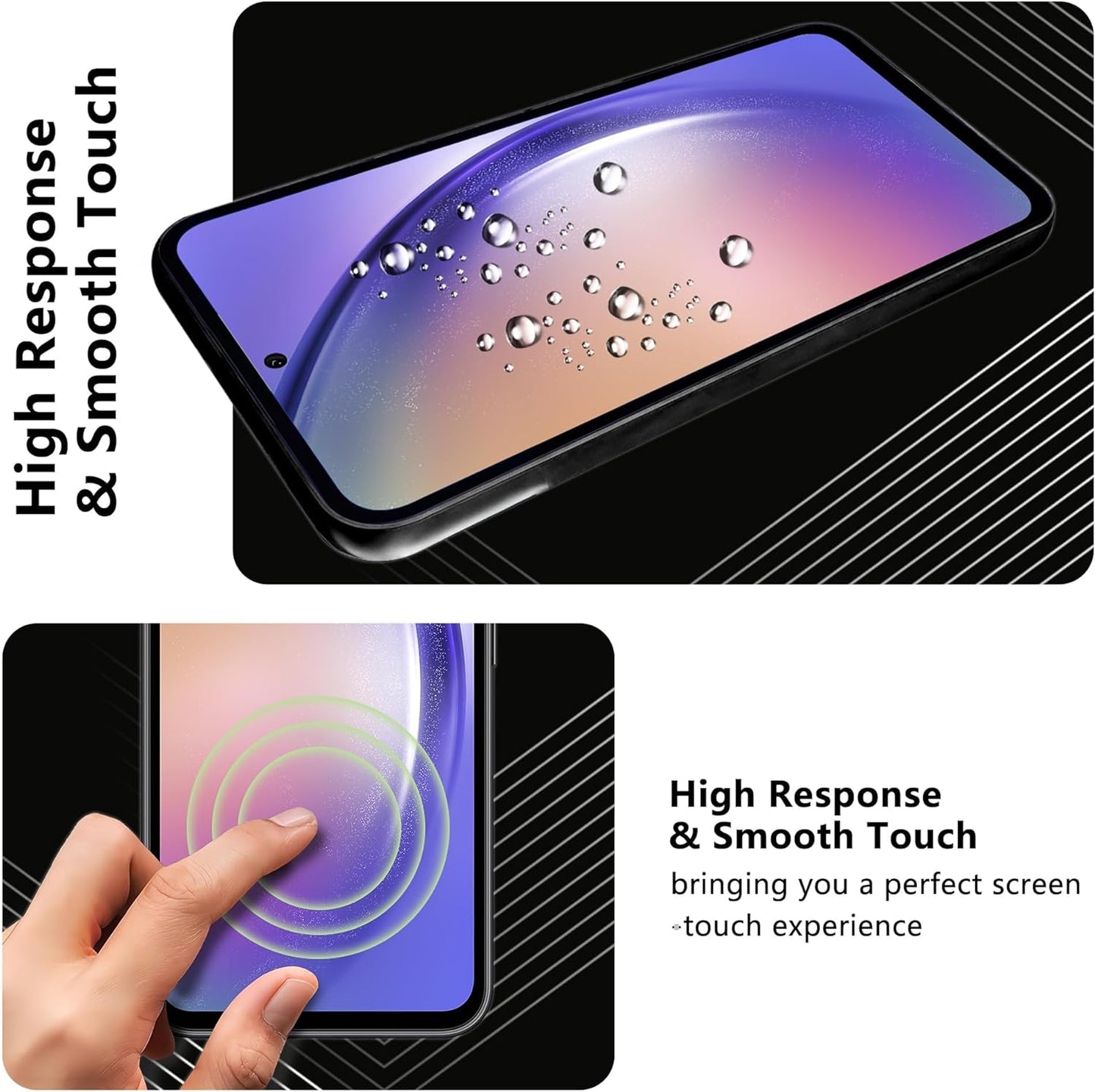 JZG (2+2) Screen Protector for Samsung Galaxy A54 5G 2 Pack + Camera Lens Protector 2 Pack, Ultra HD Tempered Glass for Samsung Galaxy A54