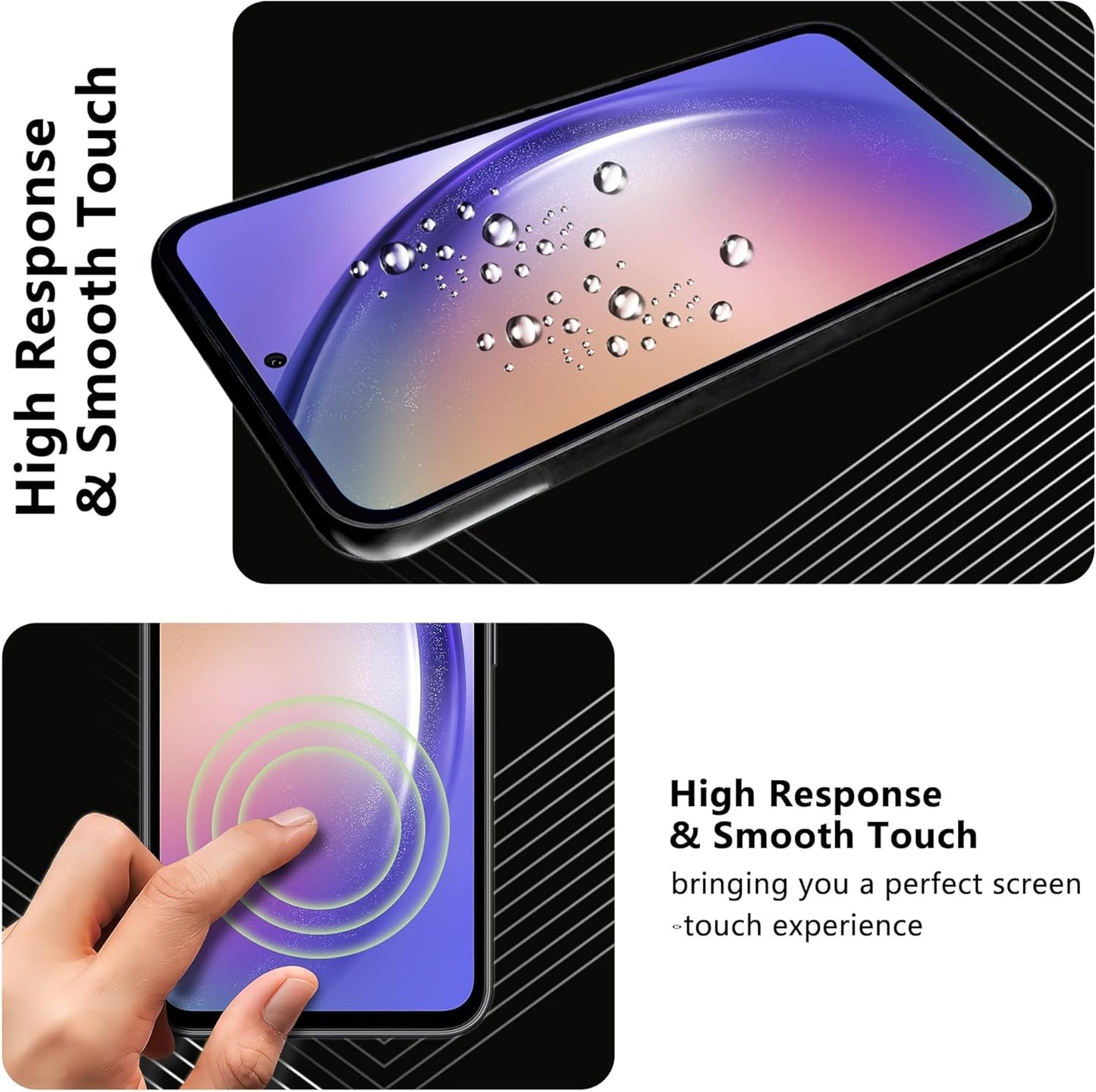 JZG High-End 2+2+1 Pack for Samsung Galaxy A54 Screen Protector, 2*Screen Protector + 2*Camera Lens Protector, 9H Hardness, Military Grade Shatterproof, HD Tempered Glass