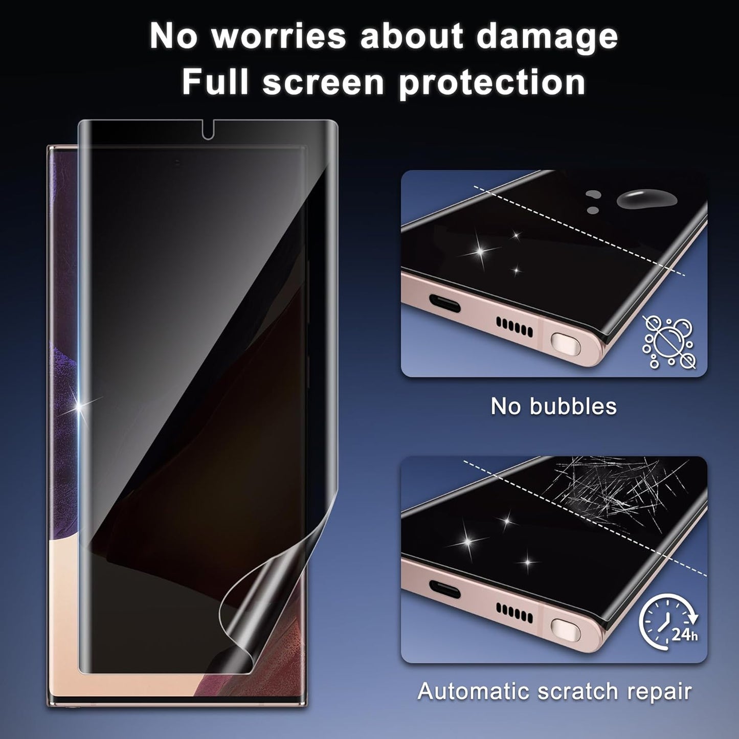 JZG 2 Pack Privacy Screen Protector for Samsung Galaxy Note 20 Ultra, Anti Spy Note 20 Ultra Soft Film With Fingerprint Compatibility, Bubble Free