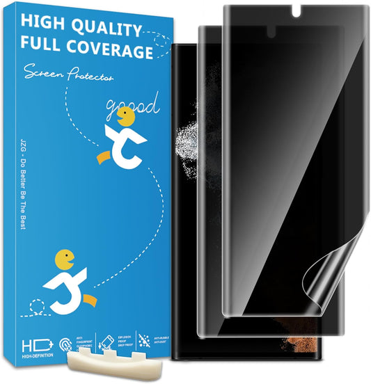 JZG 2 Pack Privacy Screen Protector for Samsung Galaxy S22 Ultra, Anti Spy S22 Ultra Soft Film With Fingerprint Compatibility, Bubble Free