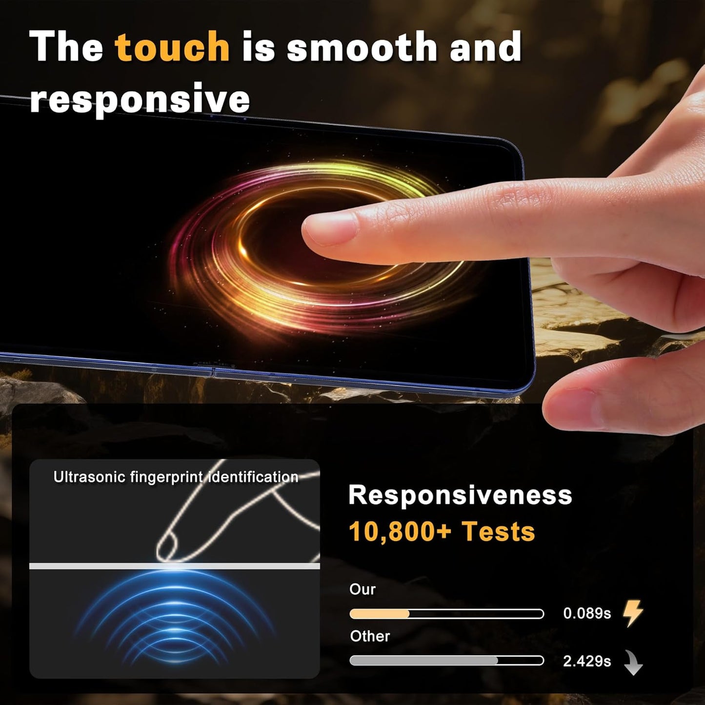 JZG 4 Pack for Samsung Galaxy Z Flip 7 Screen Protector, 2 Pack Inside Flexible Film + 2 Pack Front Tempered Glass With Fingerprint Compatibility, Bubble Free