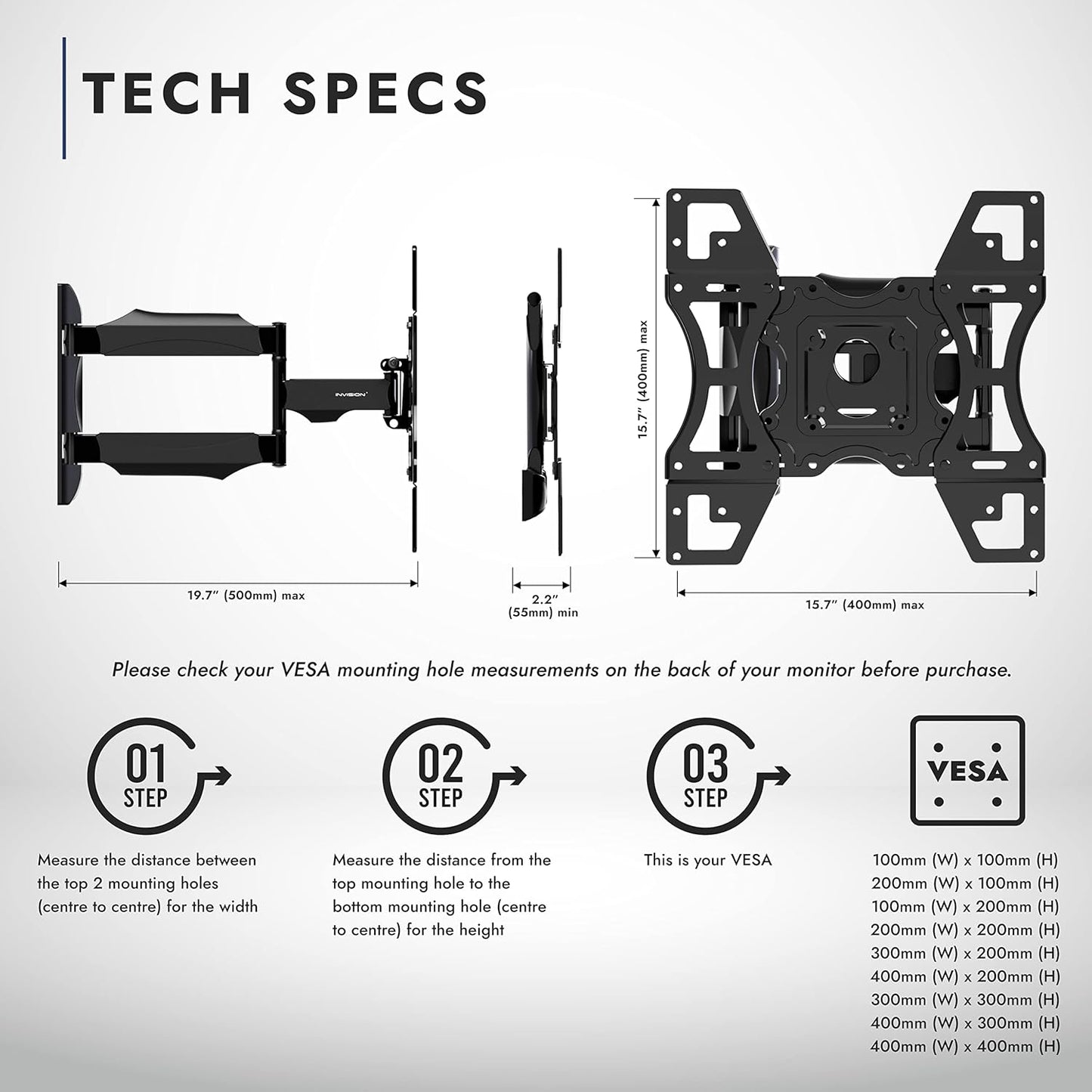 JZG TV Wall Mount Bracket with Tilt and Swivel 20 Inch Articulating Arm/Ultra Slim 1.8-Inch Wall Profile for Most 26-55 Inch LED/LCD/Plasma/4K/3D & Curved Screens (HDTV-L)