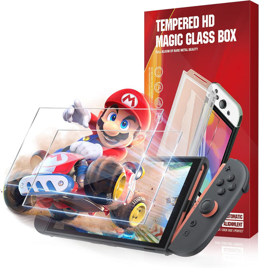 JZG 2 Pack Tempered Glass Screen Protector for Nintendo Switch 2 (2025), Auto Alignment Kit, Bubble Free Installation, Touch Sensitive, Ultra Clear HD Anti Scratch, Dust Removal
