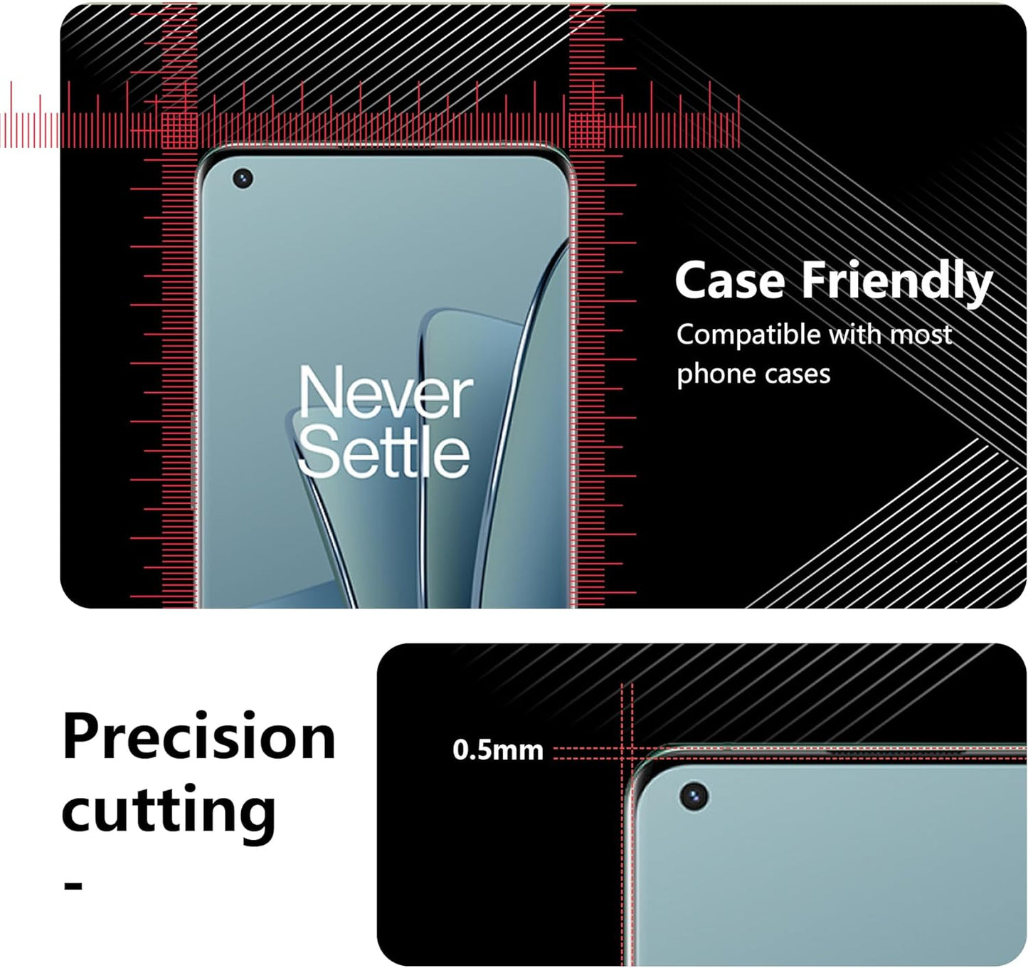 JZG 3 Pack for OnePlus 10 Pro Screen Protector, 3 Tempered Glass, High Clarity, Anti-Shatter, Bubble Free