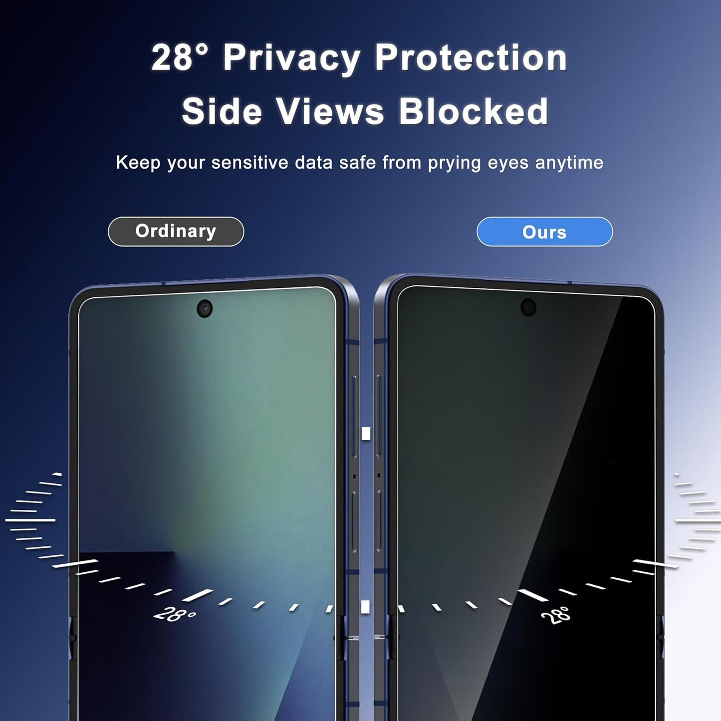 JZG 4 Pack for Samsung Galaxy Z Flip 7 Screen Protector, 2 Pack Inside Anti Spy Film + 2 Pack Front Tempered Glass With Fingerprint Compatibility, Bubble Free