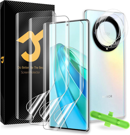 JZG 3+2 Pack for Honor Magic 5 Lite Screen Protector[Not Glass], 3 Pack Flexible TPU Film, 2 Pack Camera Lens Protector, 10-second Self-Healing, Fit without Edge Lifting, Case Friendly