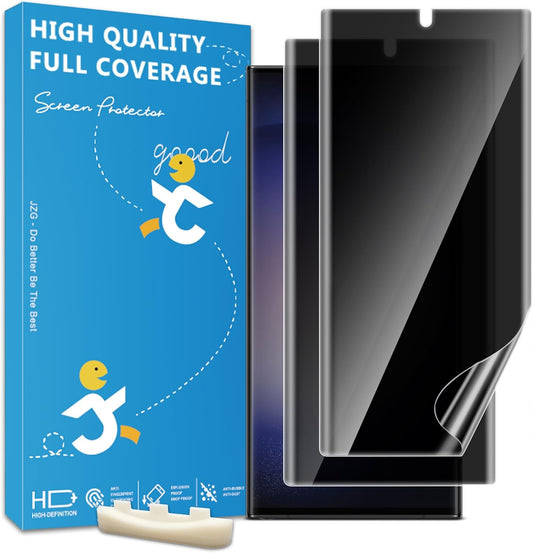 JZG 2 Pack Privacy Screen Protector for Samsung Galaxy S23 Ultra, Anti Spy S23 Ultra Soft Film With Fingerprint Compatibility, Bubble Free