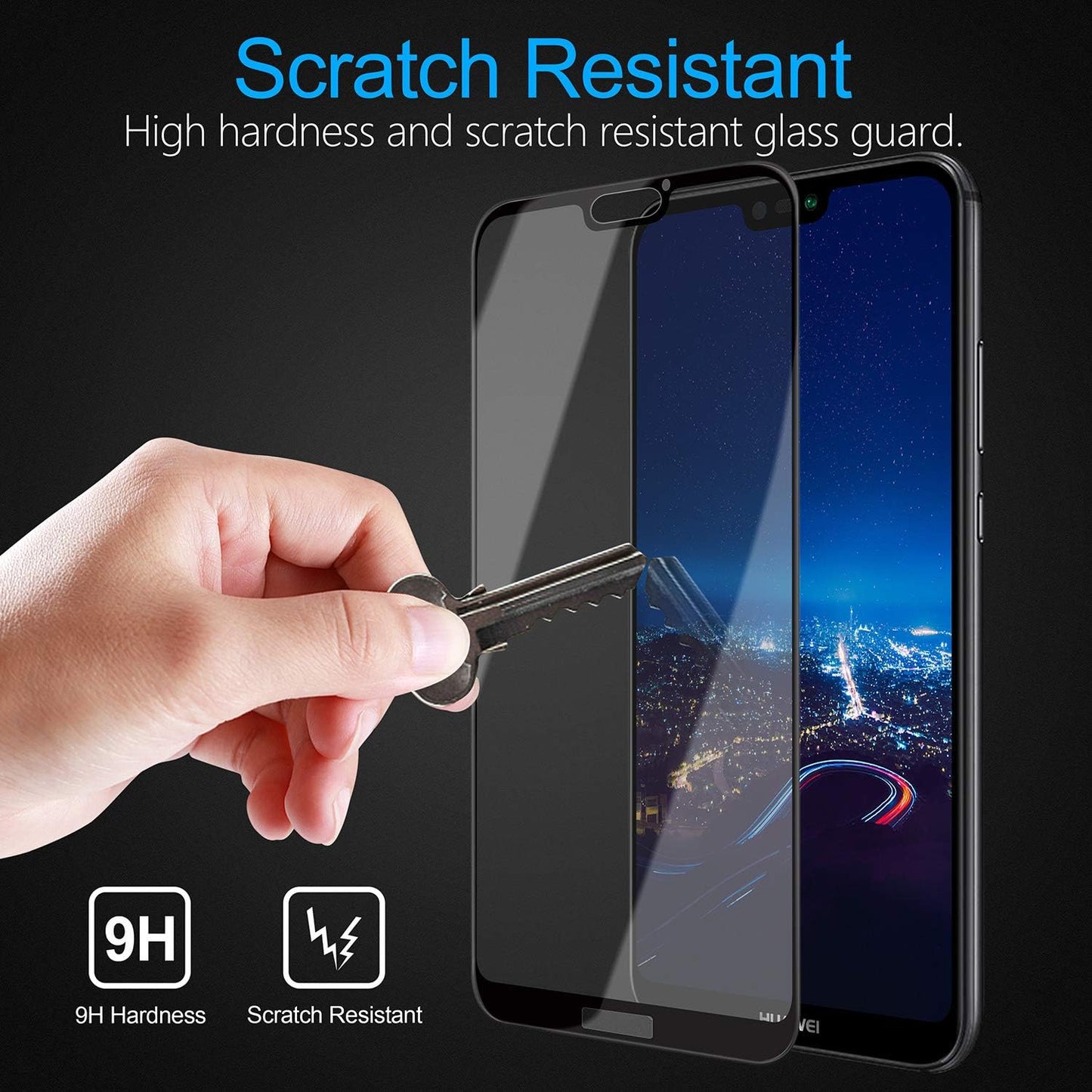 JZG [Pack of 2 Screen Protectors for Huawei P20 Lite, Full Coverage Protective Film with 9H Hardness, Anti-Scratch, Ultra Clear, Bubble-Free