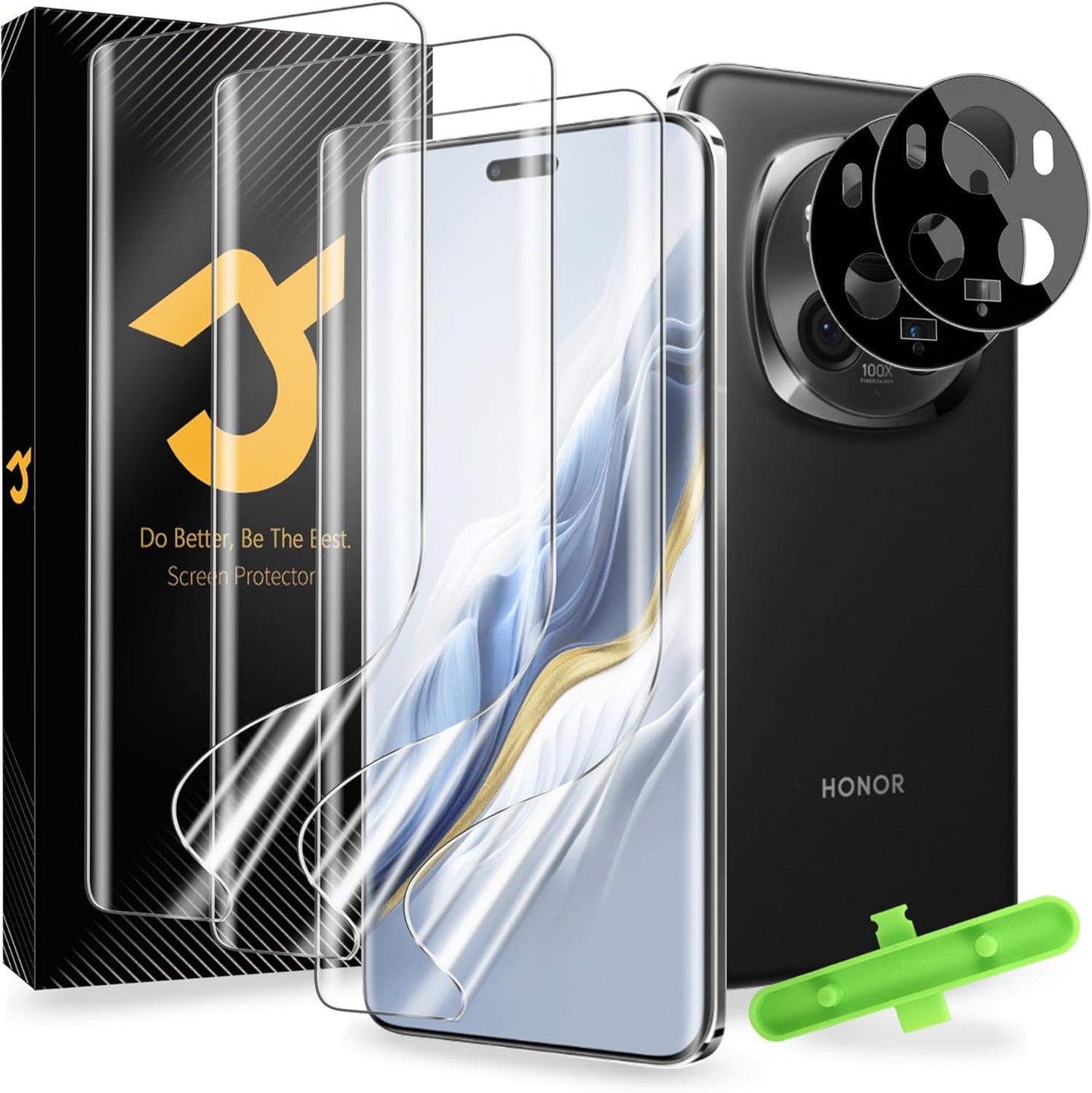 JZG 3+2 Pack for Honor Magic 6 Pro Screen Protector[Not Glass], 3 Pack Flexible TPU Film, 2 Pack Camera Lens Protector, 10-second Self-Healing, Fit without Edge Lifting, Case Friendly