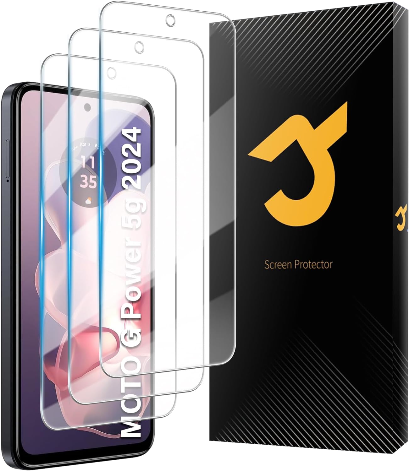 JZG For Motorola Moto G Power 5G 2024 Screen Protector,3 Front Tempered Glass,High Clarity,Anti-Shatter,Bubble Free,Touch Sensitive,for Moto G Power 5G 2024