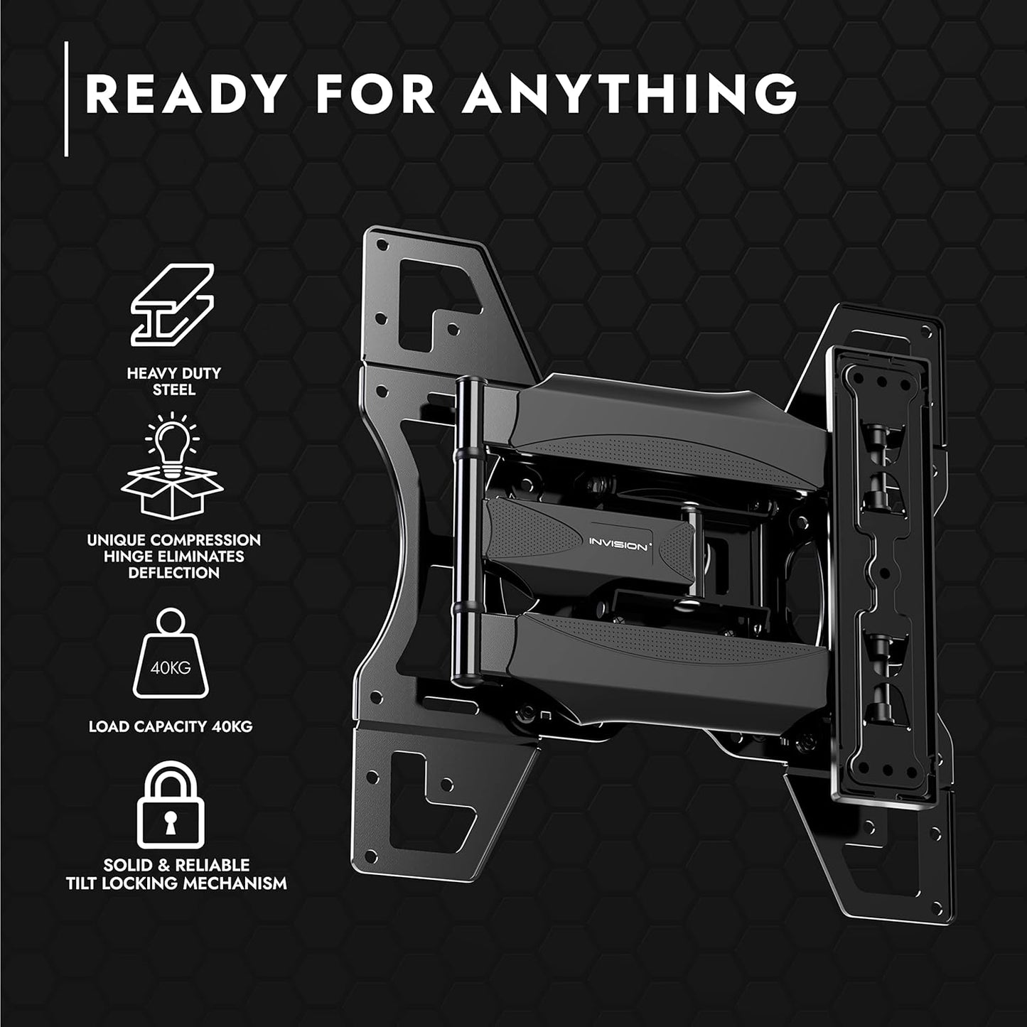 JZG TV Wall Mount Bracket with Tilt and Swivel 20 Inch Articulating Arm/Ultra Slim 1.8-Inch Wall Profile for Most 26-55 Inch LED/LCD/Plasma/4K/3D & Curved Screens (HDTV-L)