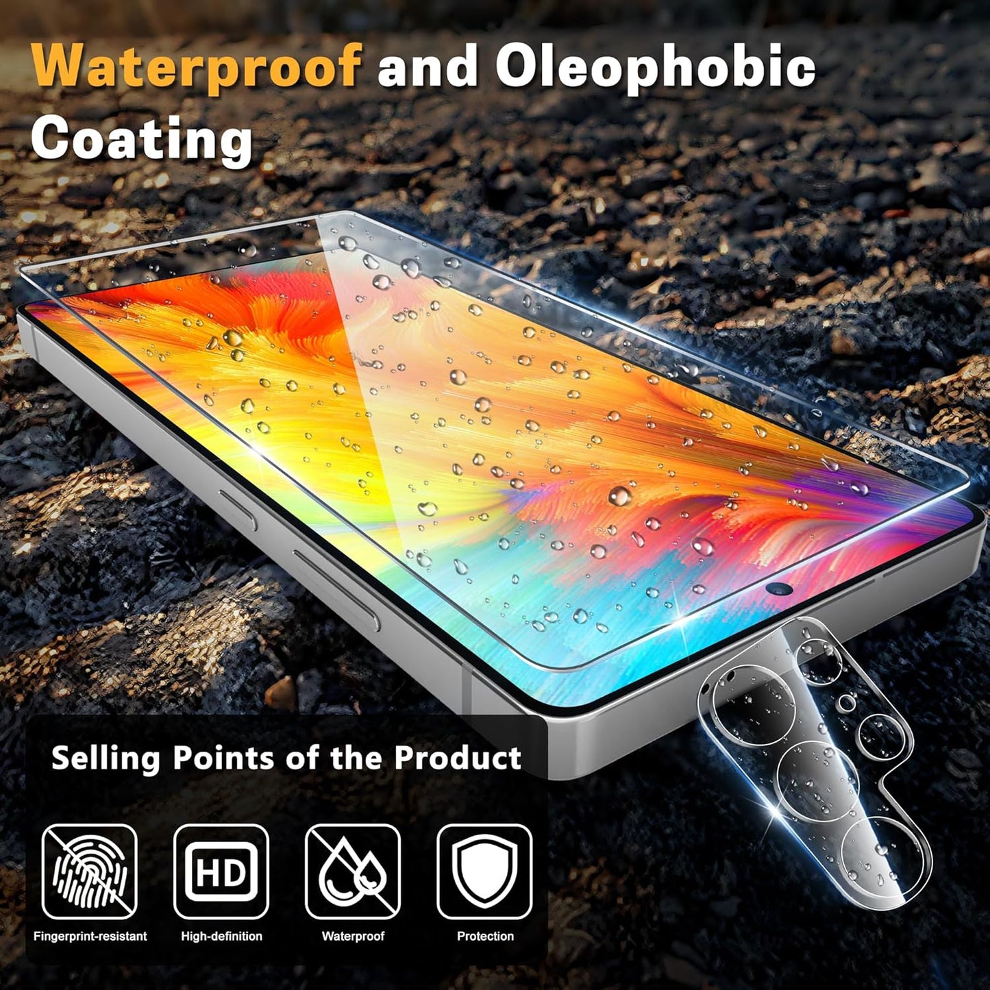 JZG 2+2 Packs for Samsung Galaxy S25 Ultra Screen Protector with Camera Lens Protector, 9H Tempered Glass, Auto Dust Removal, Fast Alignment Tool, Bubble Free, Case Friendly