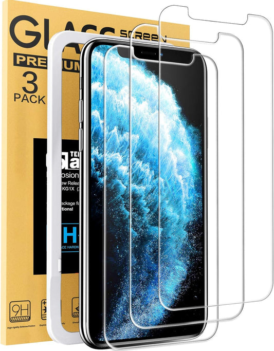 JZG Compatible with iPhone 11 Screen Protector for iPhone XR Screen Protector, Tempered Glass Film for Apple iPhone 11 and iPhone XR, 3-Pack Black