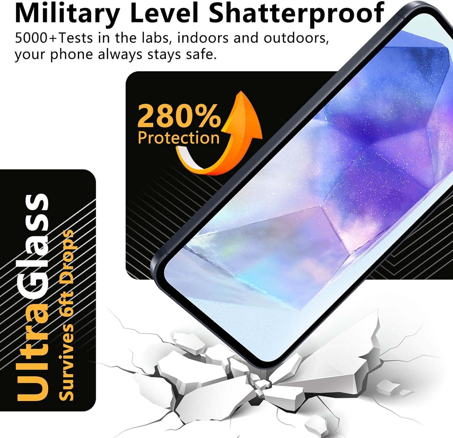 JZG Tempered Glass Screen Protector for Samsung Galaxy A55 5G with 3 Screen Protectors, 9H Hardness, Anti-Scratch, Anti-Bubble Free, Ultra HD Screen Protector