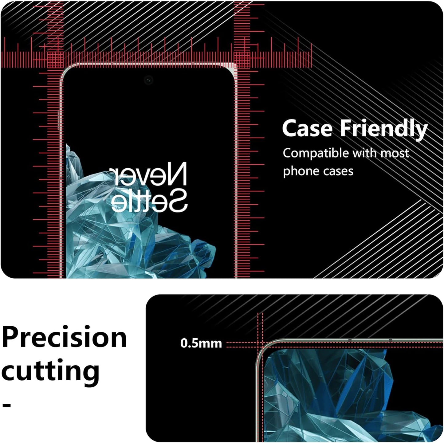 JZG [2+2 Pack for OnePlus Open Screen Protector, 2 Front Tempered Glass + 2 Camera Lens Protecters, High Clarity, Anti-Shatter, Bubble Free