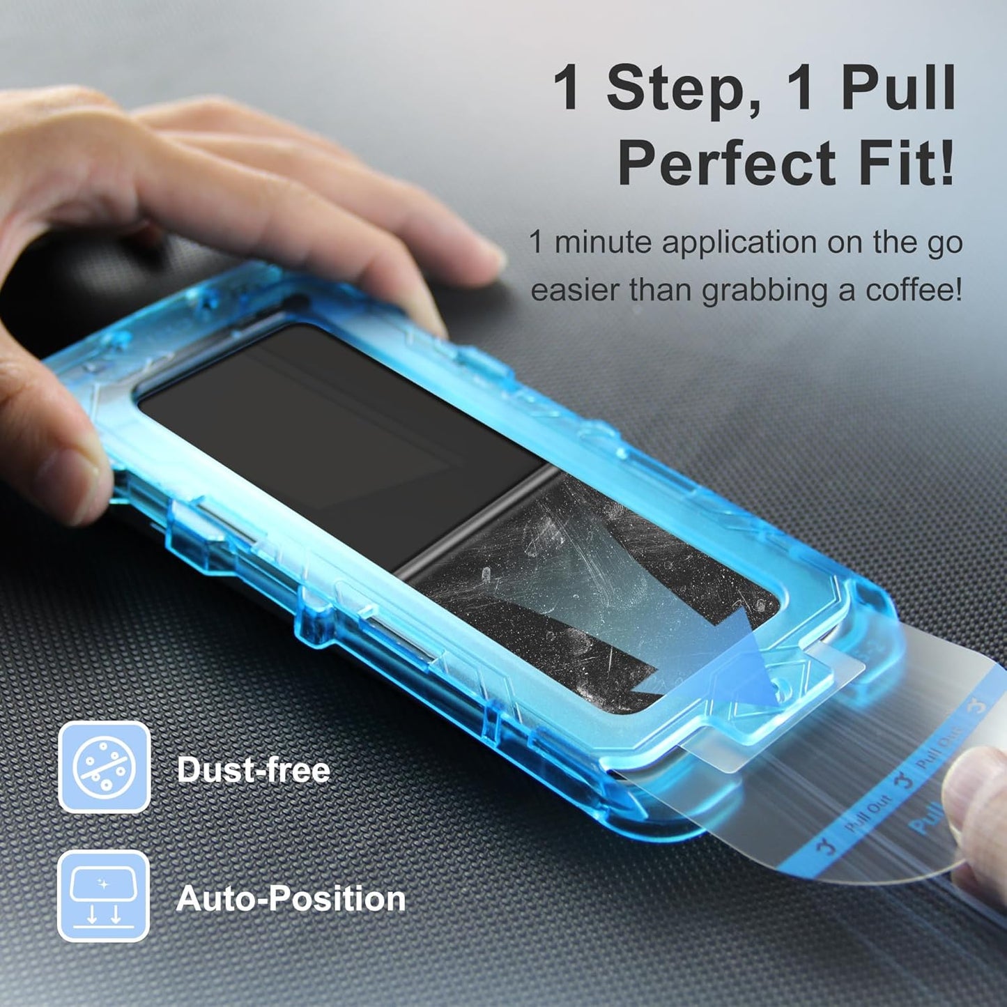 JZG for iPhone 17 Screen Protector 2 Pack 6.3 Inch, One Step Install, Auto Dust-Elimination, Bubble Free, HD Clear, 9H Tempered Glass