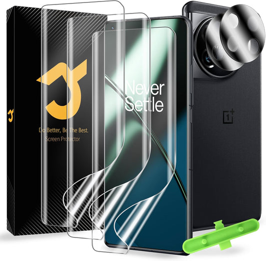 JZG 3+2 Pack for OnePlus 11 Screen Protector[Not Glass], 3 Pack Flexible TPU Film, 2 Pack Camera Lens Protector, 10-second Self-Healing, Fit without Edge Lifting, Case Friendly