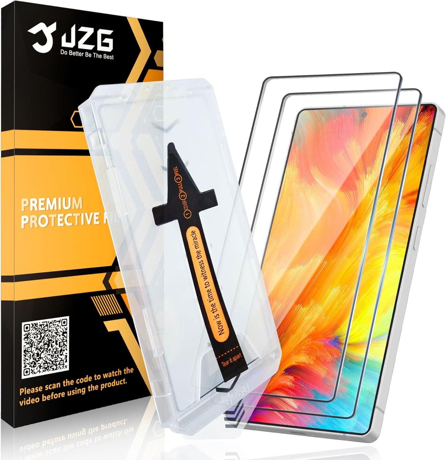 JZG 2+2 Packs for Samsung Galaxy S25 Ultra Screen Protector with Camera Lens Protector, 9H Tempered Glass, Auto Dust Removal, Fast Alignment Tool, Bubble Free, Case Friendly