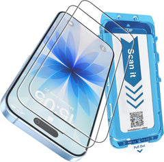 JZG for iPhone 17 Screen Protector 2 Pack 6.3 Inch, One Step Install, Auto Dust-Elimination, Bubble Free, HD Clear, 9H Tempered Glass